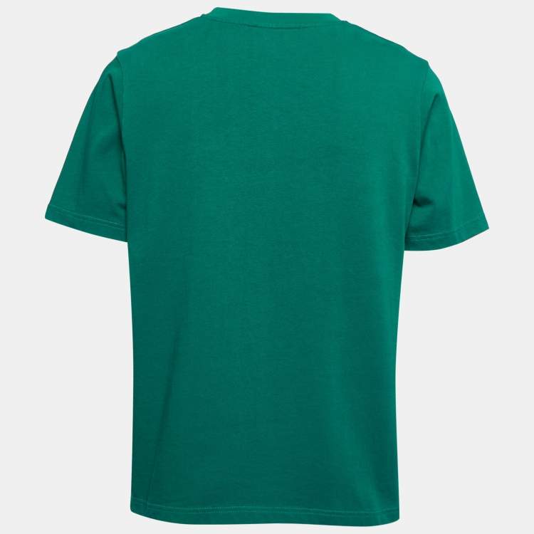 Pre Owned Casablanca Green Logo Print Cotton Crew Neck Half Sleeve T-Shirt L