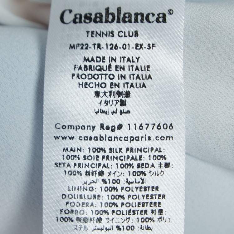 Pre Owned Casablanca Multicolor Logo Print Silk Drawstring Shorts L