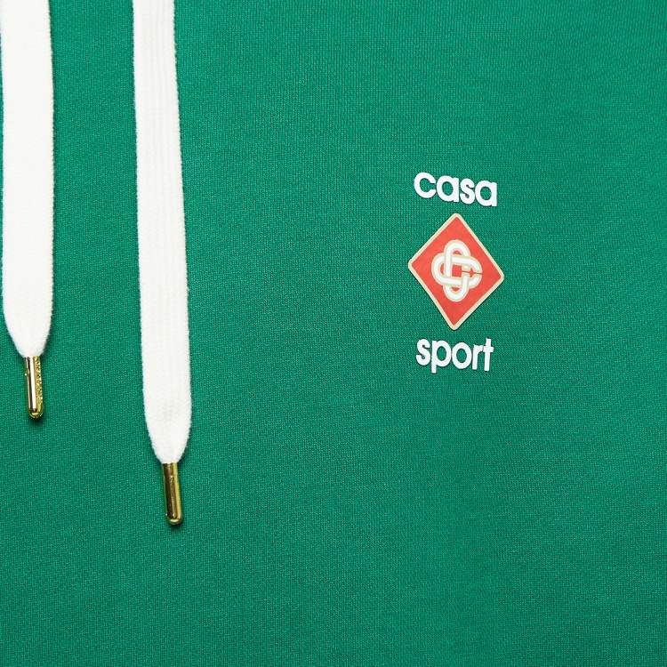 Pre Owned Casablanca Tennis Club Green Logo Print Organic Cotton Hoodie L