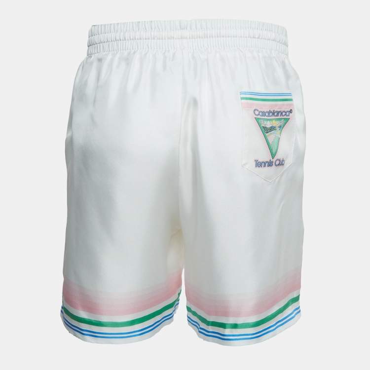 Pre Owned Casablanca Tennis Club Striped Satin Shorts L