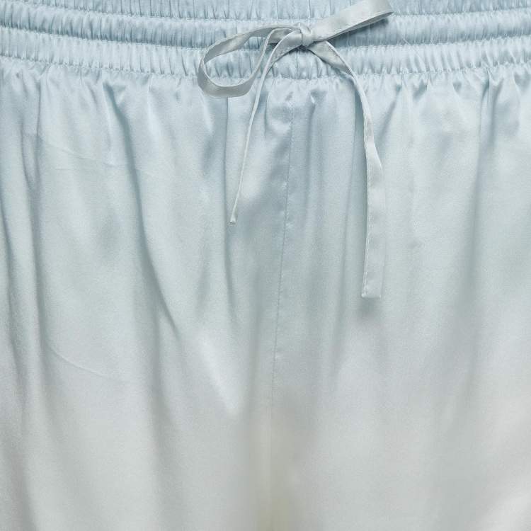 Pre Owned Casablanca Blue Printed Satin Silk Tennis Club Shorts L