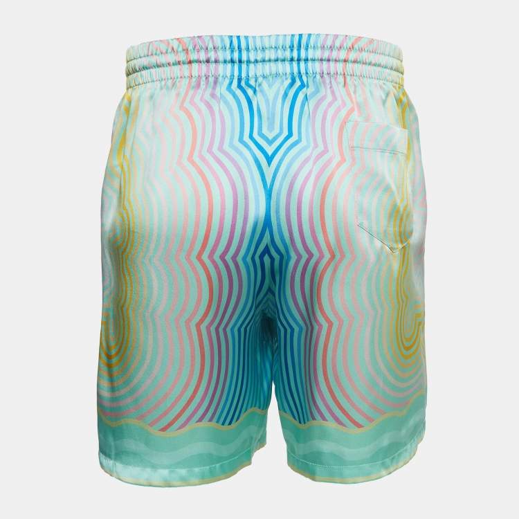 Pre Owned Casablanca Blue Printed Satin Silk Masao San Shorts L