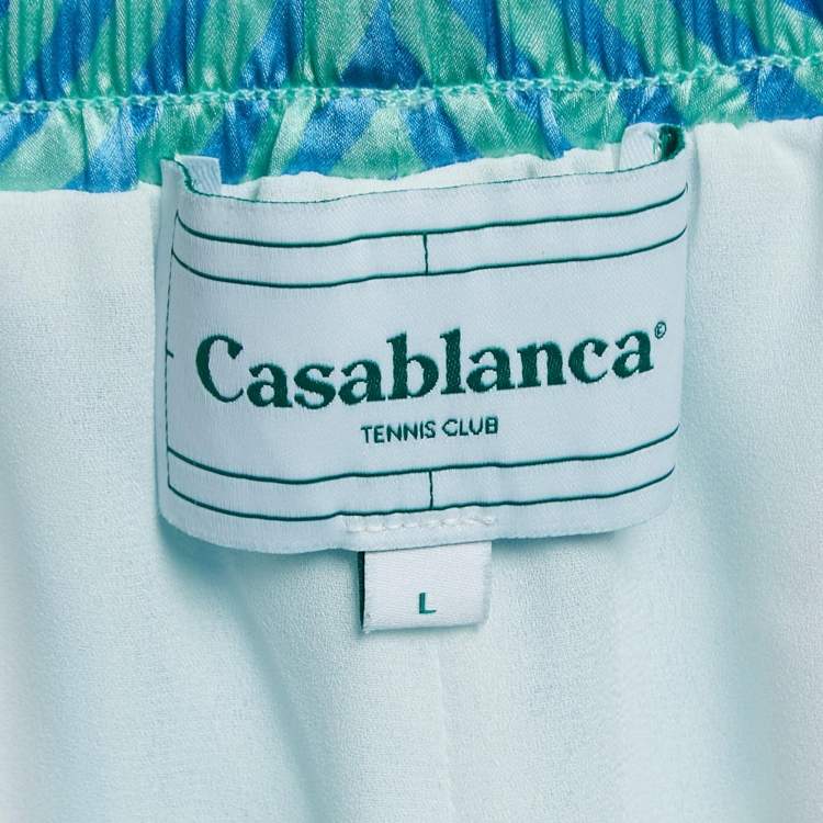 Pre Owned Casablanca Blue Printed Satin Silk Masao San Shorts L