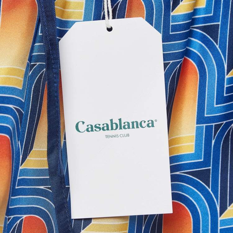 Pre Owned Casablanca Multicolor Printed Silk Shorts L