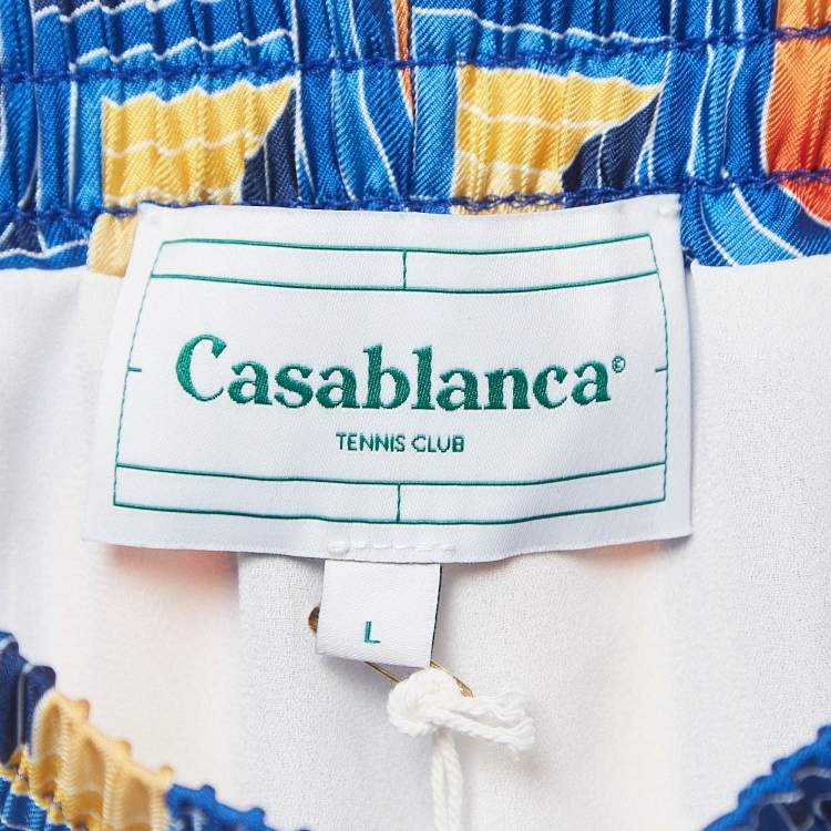 Pre Owned Casablanca Multicolor Printed Silk Shorts L