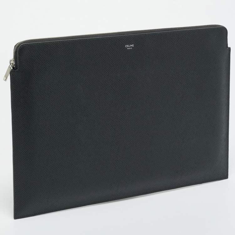 Pre Owned Celine Dark Grey Leather Document Holder