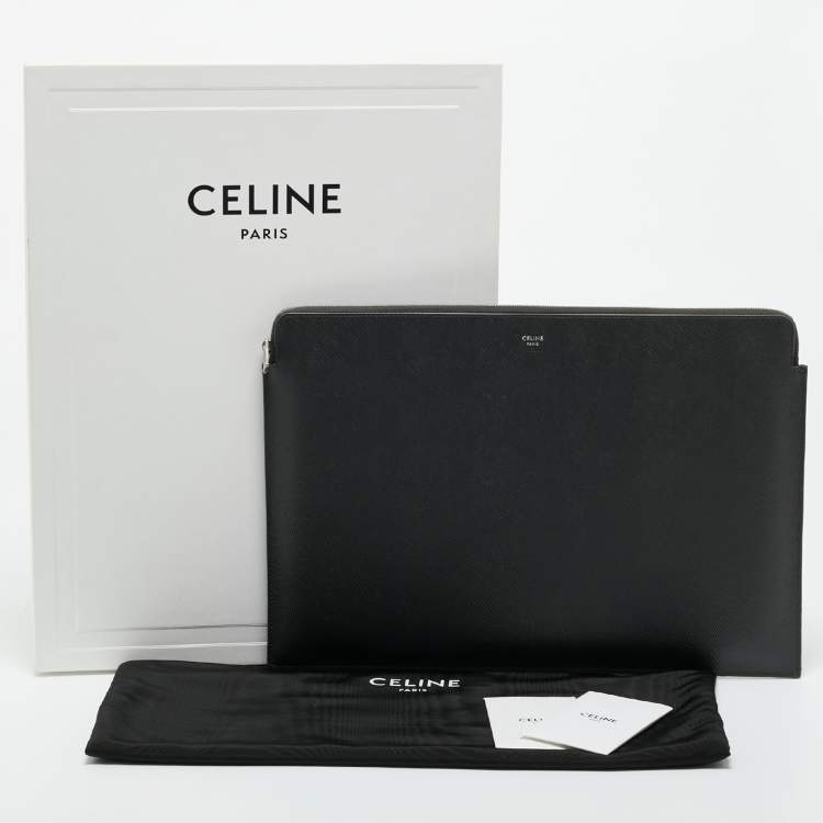Pre Owned Celine Dark Grey Leather Document Holder