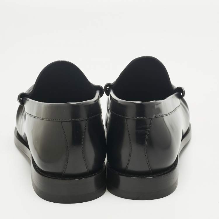 Pre Owned Celine Black Leather Penny Loafers Size 42