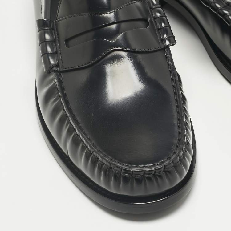 Pre Owned Celine Black Leather Penny Loafers Size 42