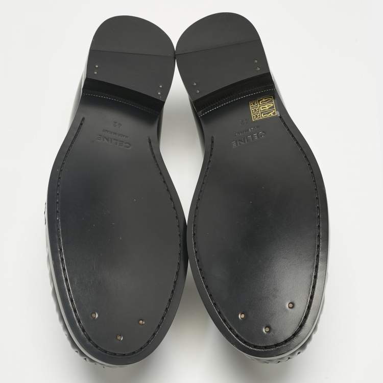 Pre Owned Celine Black Leather Penny Loafers Size 42