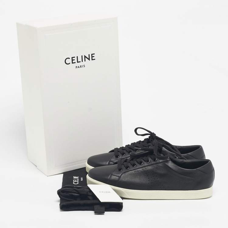 Pre Owned Celine Black Leather Lace Up Sneakers Size 42