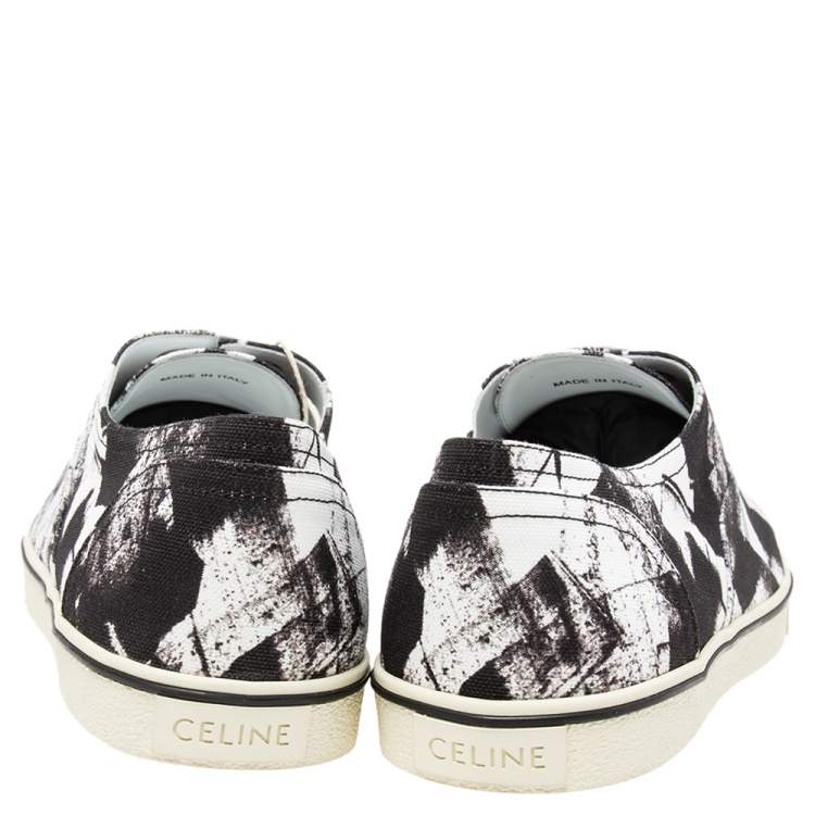 Pre Owned Celine Black/White Canvas Lace Up Sneakers Size 42