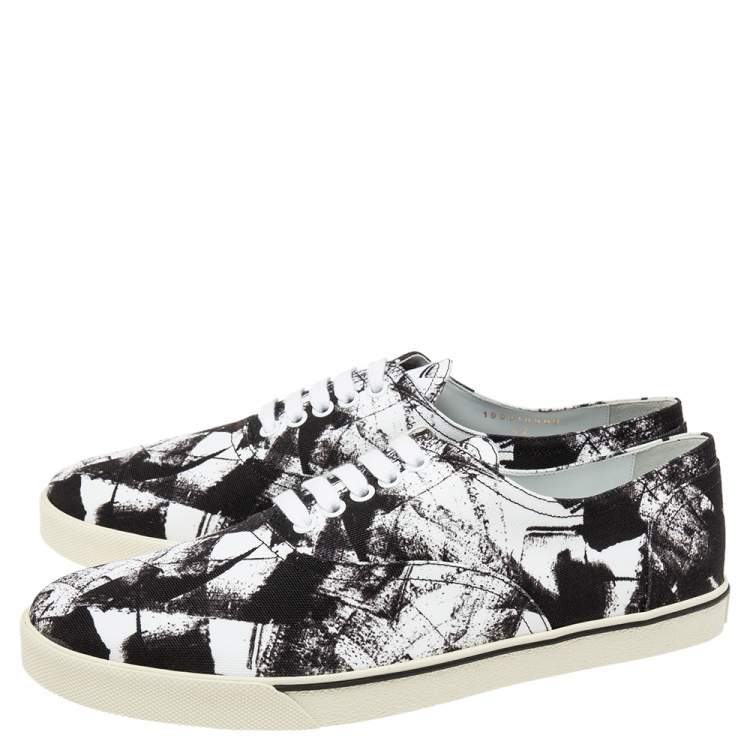 Pre Owned Celine Black/White Canvas Lace Up Sneakers Size 42