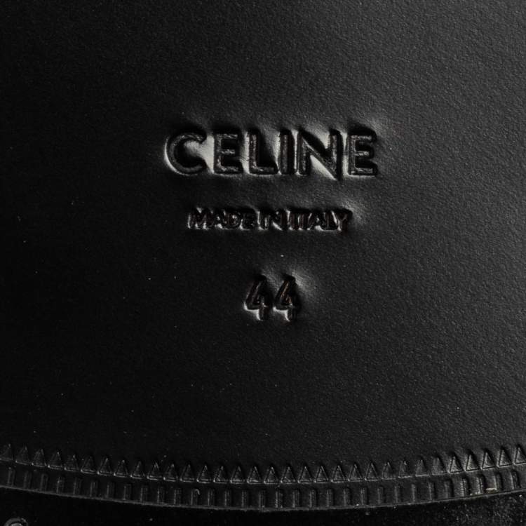 Pre Owned Celine Black Leather Flat Slides Size 44