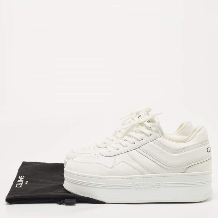 Pre Owned Celine White Leather Platform Sneakers Size 42