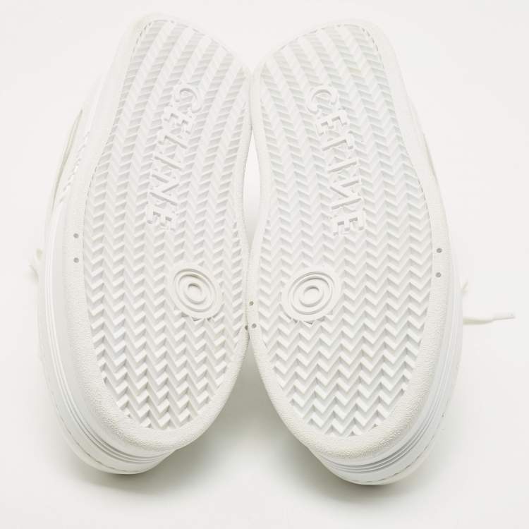 Pre Owned Celine White Leather Platform Sneakers Size 42