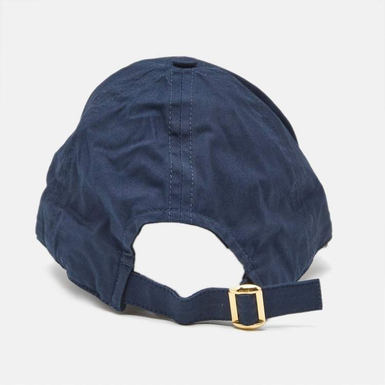 Pre Owned Celine Navy Blue Logo Embroidered Baseball Cap M