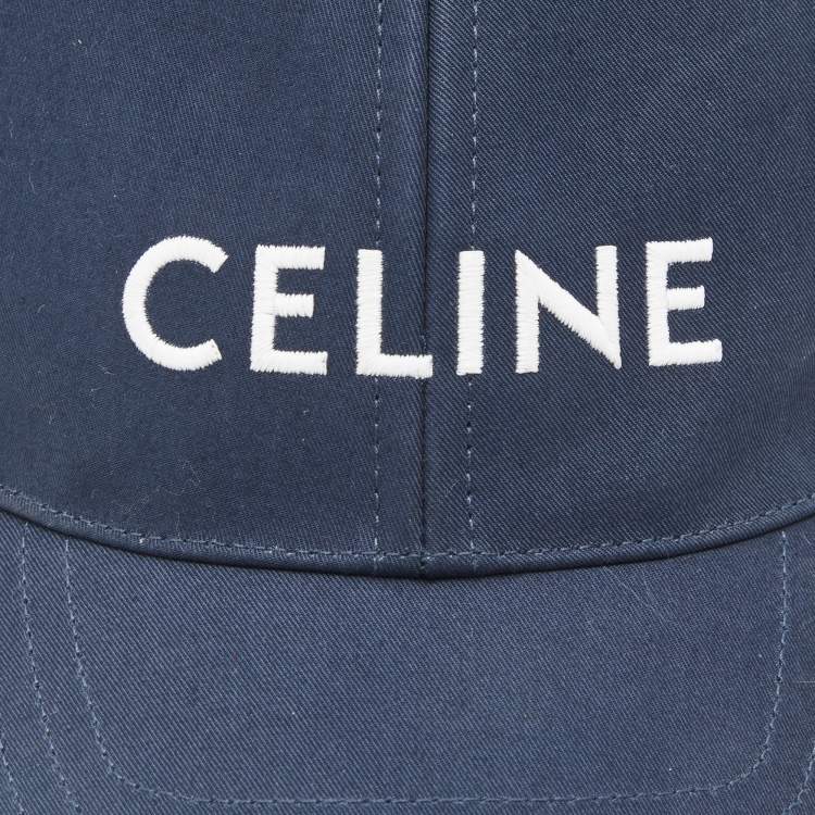 Pre Owned Celine Navy Blue Logo Embroidered Baseball Cap M