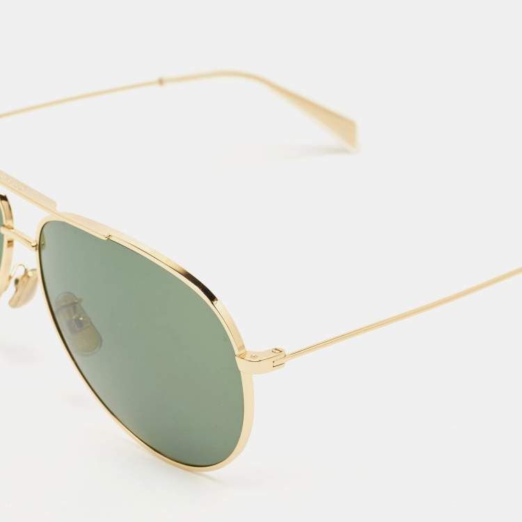 Pre Owned Celine Green/Gold Tone CL40062U Aviator Sunglasses