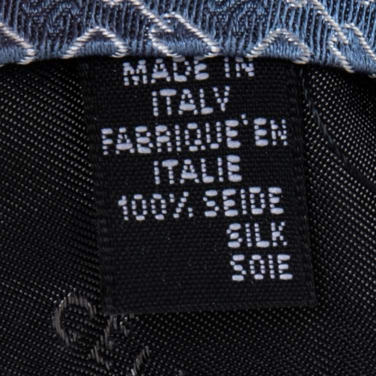 Pre Owned Celine Blue Geometric Logo Jacquard Silk Tie