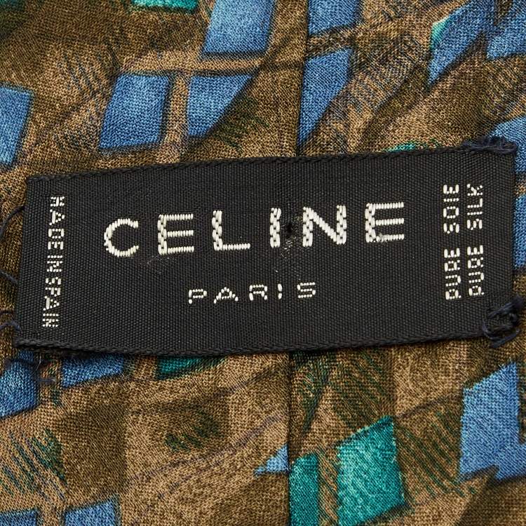 Pre Owned Celine Vintage Multicolor Printed Silk Tie