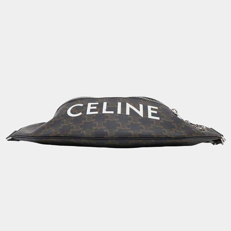 Pre Owned Celine Brown Pvc Leather Triomphe Logo Crossbody Bag
