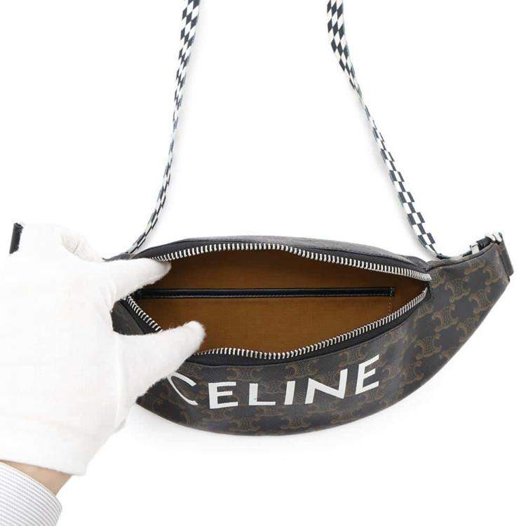 Pre Owned Celine Brown Pvc Leather Triomphe Logo Crossbody Bag