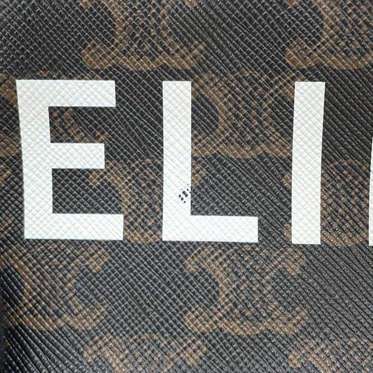 Pre Owned Celine Brown Pvc Leather Triomphe Logo Crossbody Bag