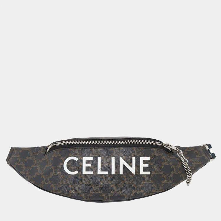 Pre Owned Celine Brown Pvc Leather Triomphe Logo Crossbody Bag