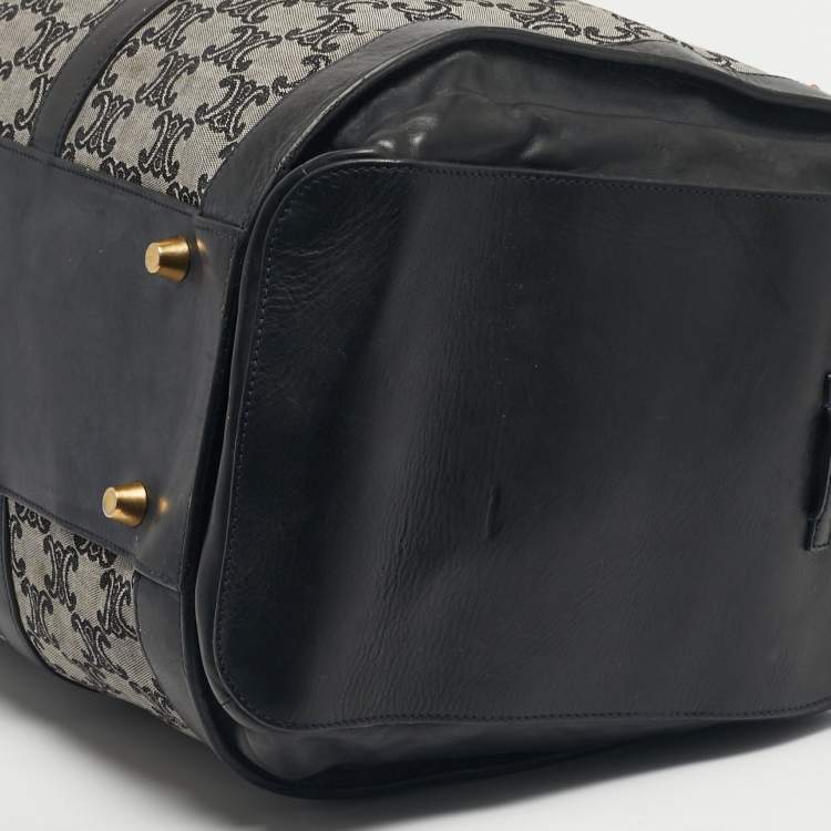 Pre Owned حقيبة سيلين دافل كانفاس ومخمل أسود/رمادي