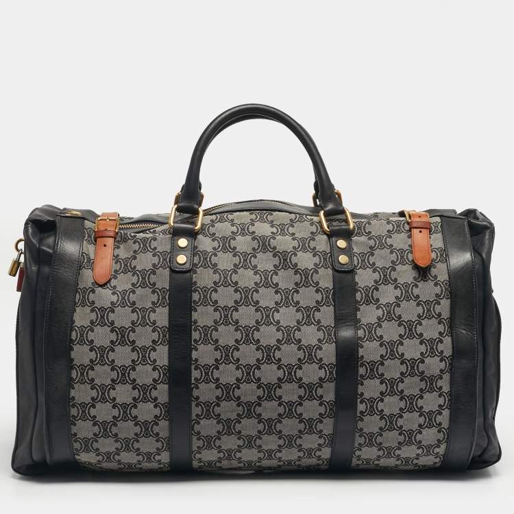 Pre Owned حقيبة سيلين دافل كانفاس ومخمل أسود/رمادي