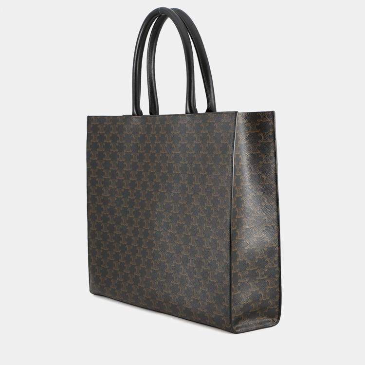 Pre Owned Celine Triomphe Horizontal Cabas Black Pvc Leather