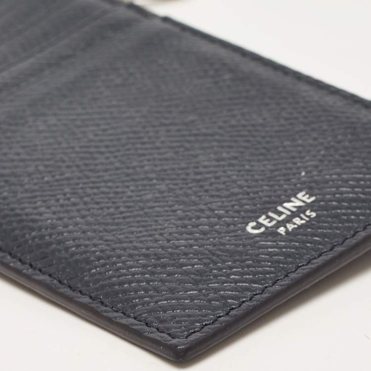 Pre Owned Celine Dark Blue Leather Zip Card Holder