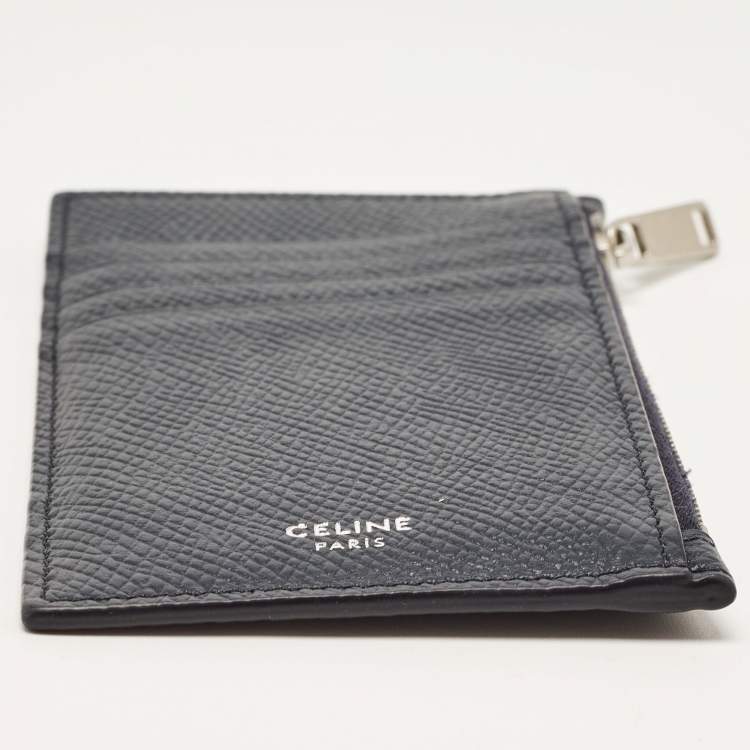Pre Owned Celine Dark Blue Leather Zip Card Holder