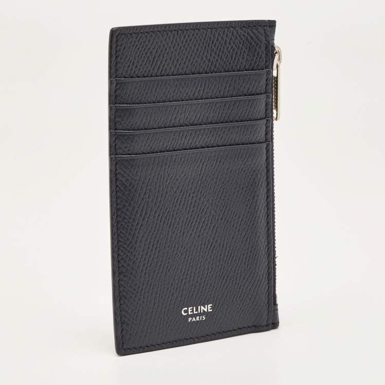 Pre Owned Celine Dark Blue Leather Zip Card Holder