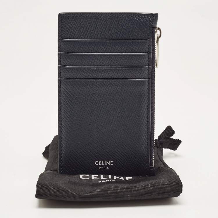 Pre Owned Celine Dark Blue Leather Zip Card Holder