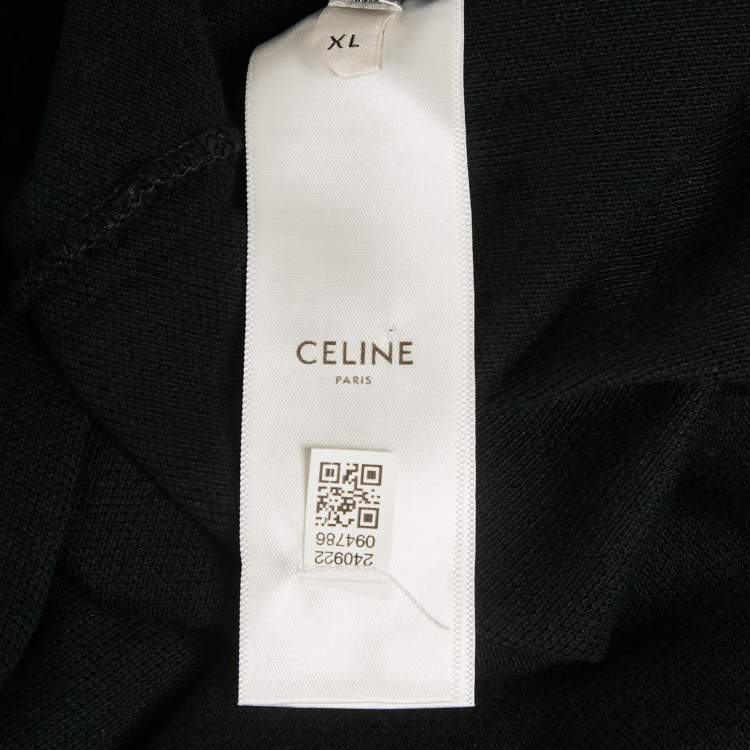 Pre Owned Celine Black Logo Embroidered Cotton Polo T-Shirt XL