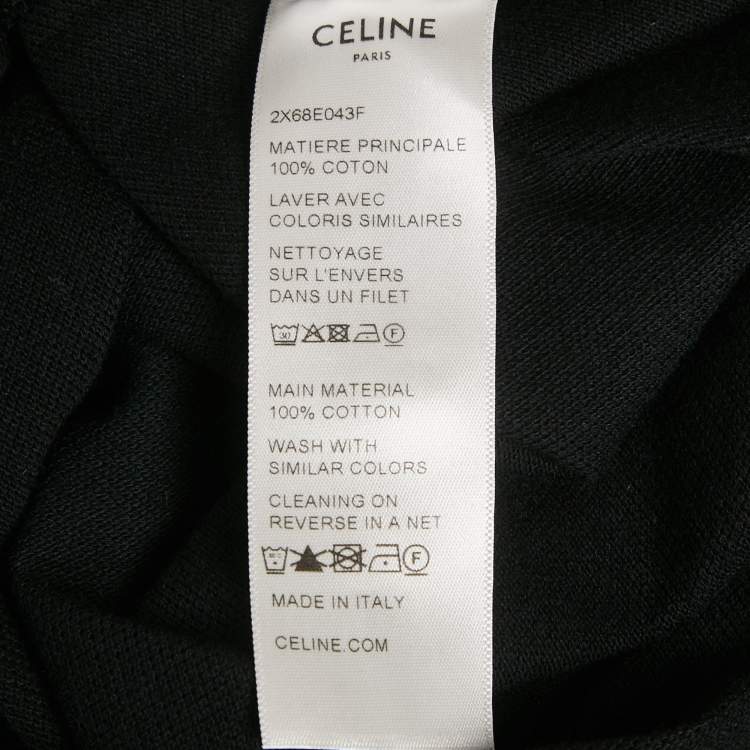 Pre Owned Celine Black Logo Embroidered Cotton Polo T-Shirt XL