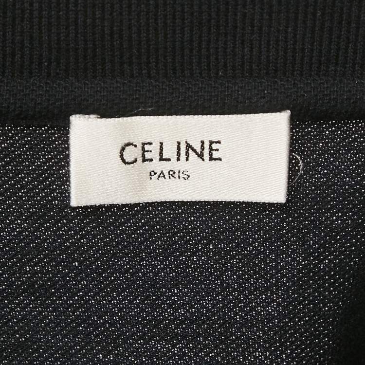 Pre Owned Celine Black Logo Embroidered Cotton Polo T-Shirt XL