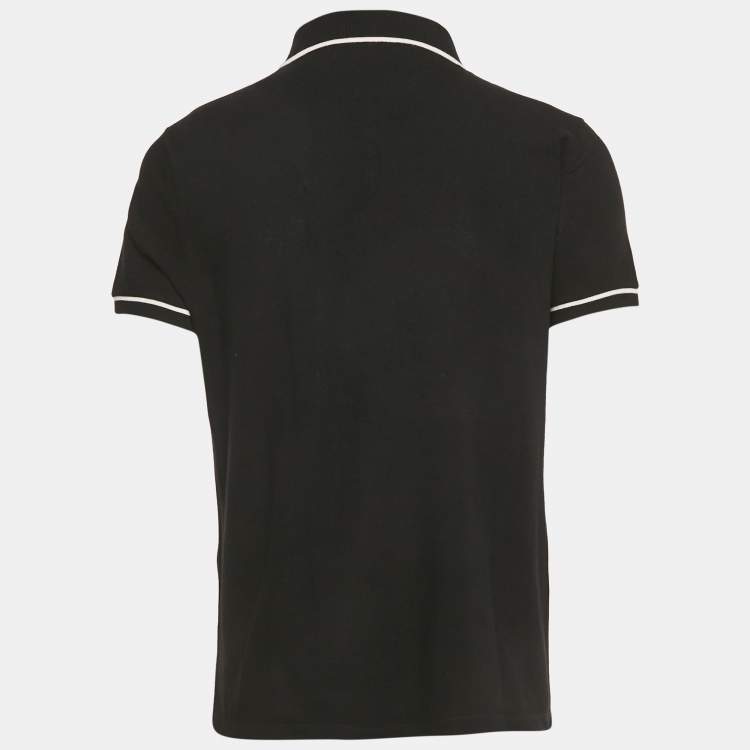 Pre Owned Celine Black Logo Embroidered Cotton Polo T-Shirt XL