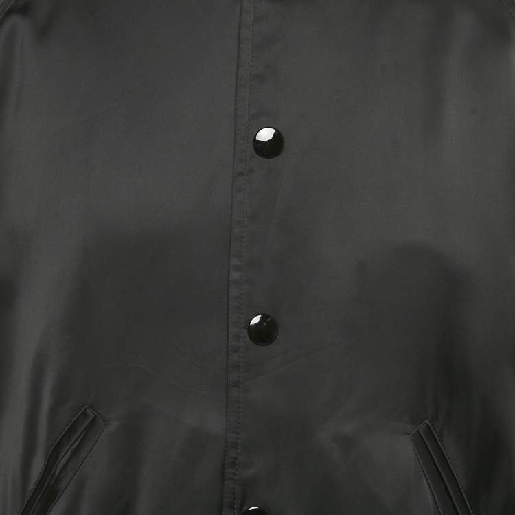 Pre Owned جاكيت سيلين بومبر ساتان أسود بأزرار من الأمام مقاس صغير (سمول)