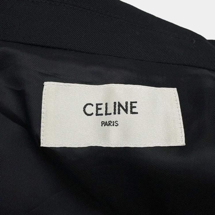 Pre Owned Celine Zip Up Jacket Size 52 Black Wool and Nylon XL