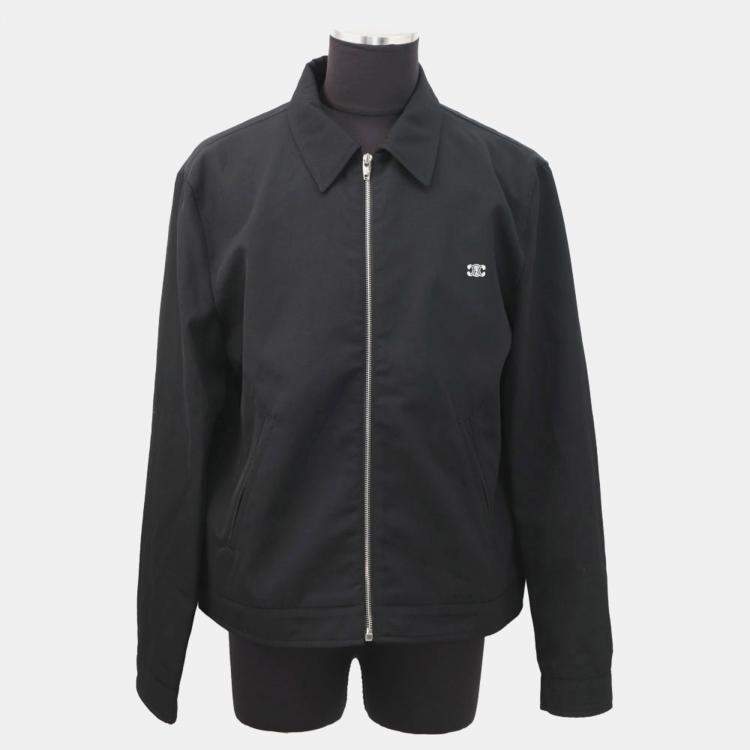 Pre Owned Celine Zip Up Jacket Size 52 Black Wool and Nylon XL