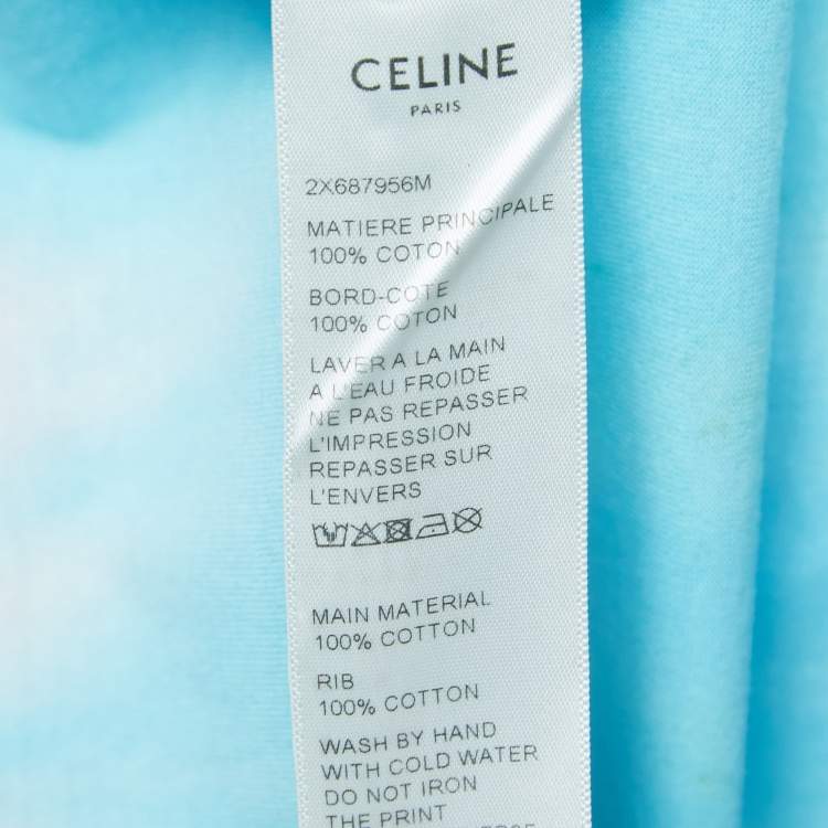 Pre Owned Celine Multicolor Studded Logo Print Cotton Crew Neck T-Shirt L