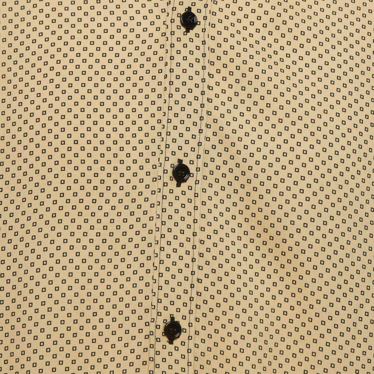 Pre Owned Celine Yellow Square Printed Crepe Buttoned Shirt L