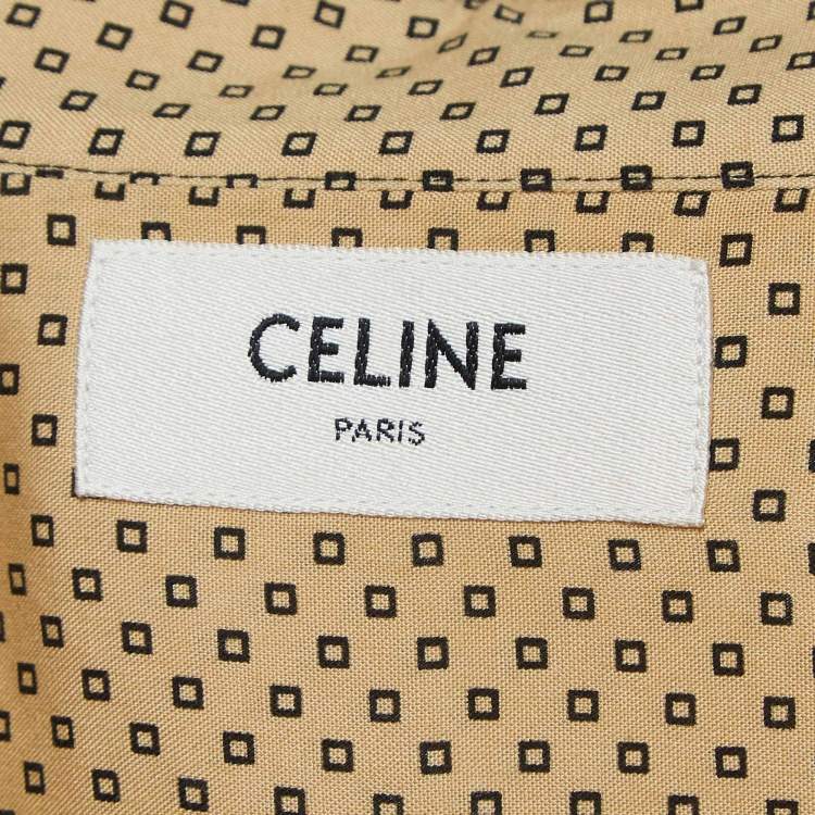 Pre Owned Celine Yellow Square Printed Crepe Buttoned Shirt L