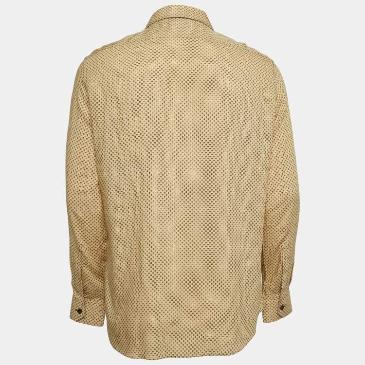 Pre Owned Celine Yellow Square Printed Crepe Buttoned Shirt L