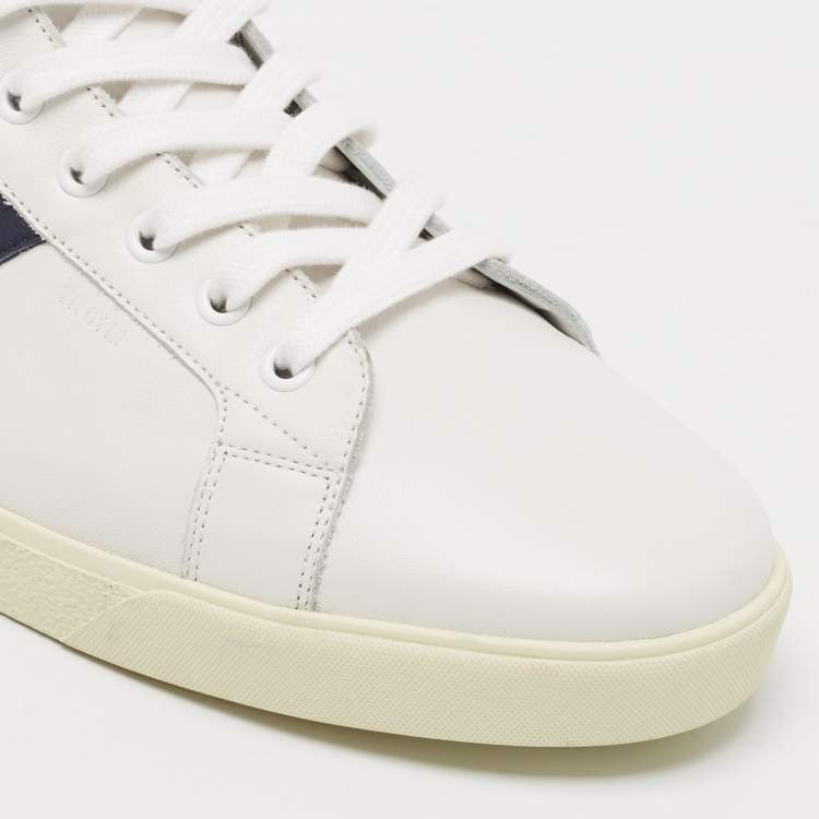Pre Owned Celine White/Navy Blue Leather High Top Sneakers Size 44
