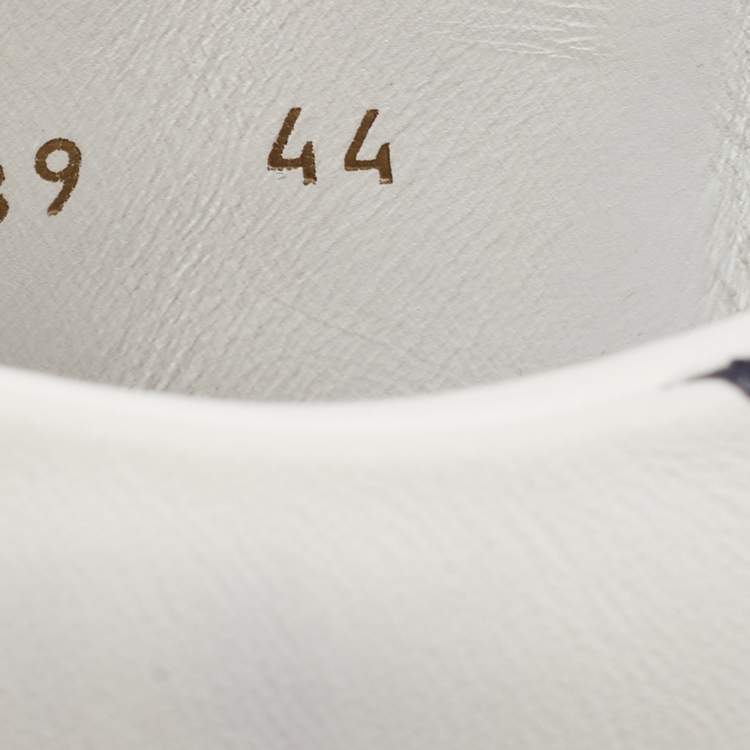 Pre Owned Celine White/Navy Blue Leather High Top Sneakers Size 44