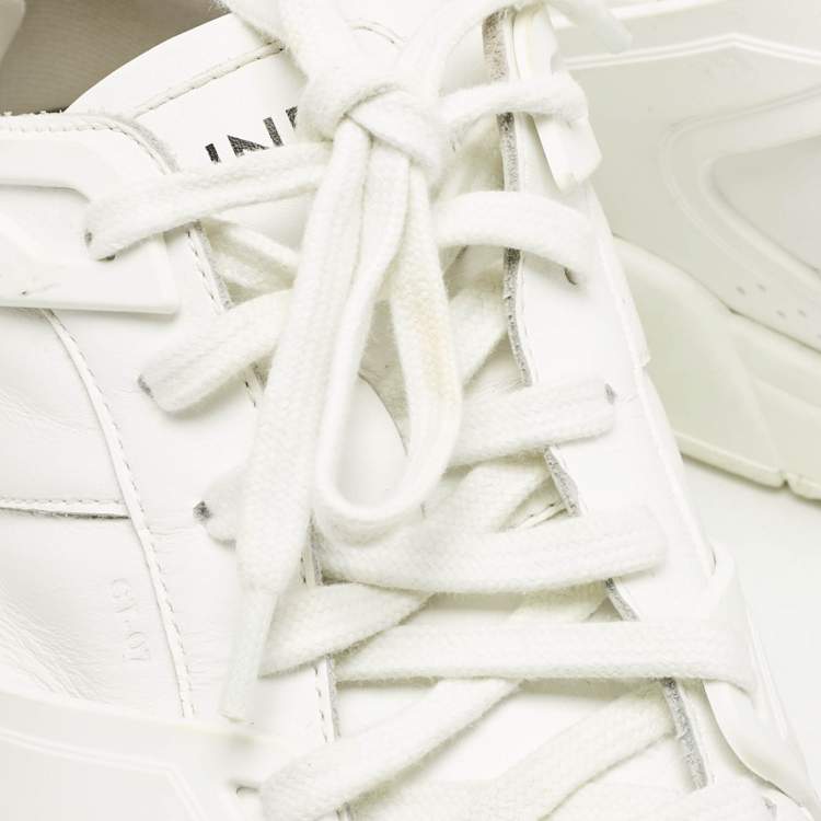 Pre Owned Celine White Leather Lace Up Sneakers Size 44